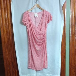 Chic Pink Draped Midi Dress